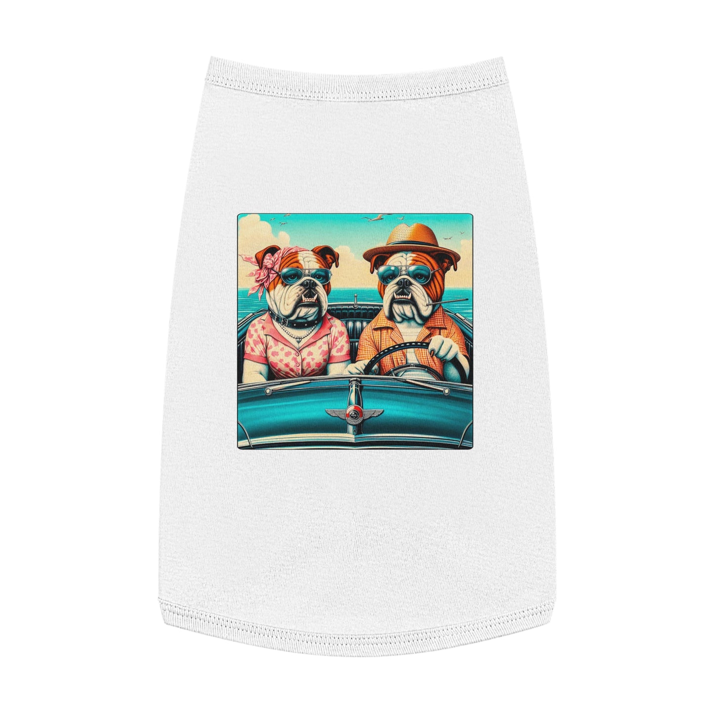 Wacky Pet Tank Top Bulldog vacationing couple t shirt Pets Printify L White