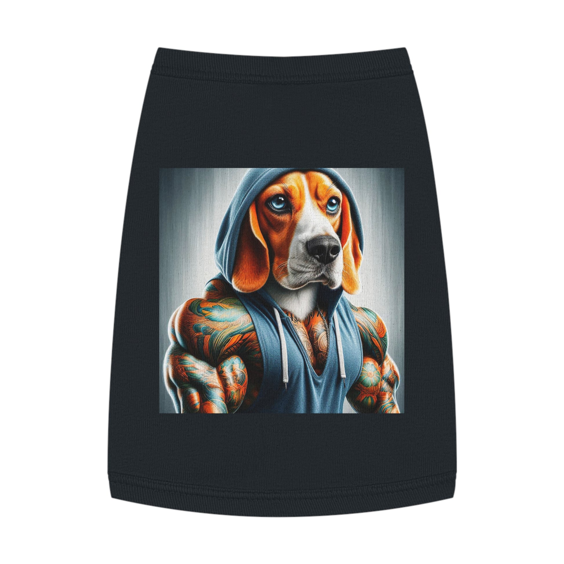 Pet Tank Top Beagle Muscle Dog In Hoodie Pets Printify M Black 