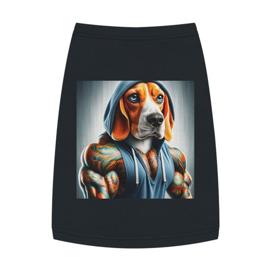 Pet Tank Top Beagle Muscle Dog In Hoodie Pets Printify M Black 