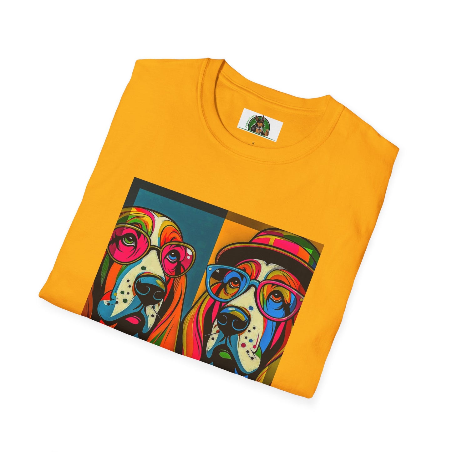 Basset Hound Couple Pop Art Pic T-Shirt Printify   