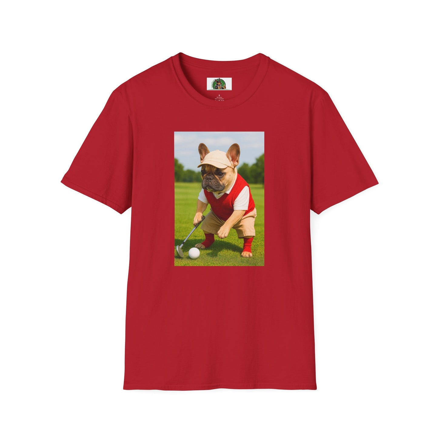 Sports Golf French Bulldog T-Shirt T-Shirt Printify Cherry Red S