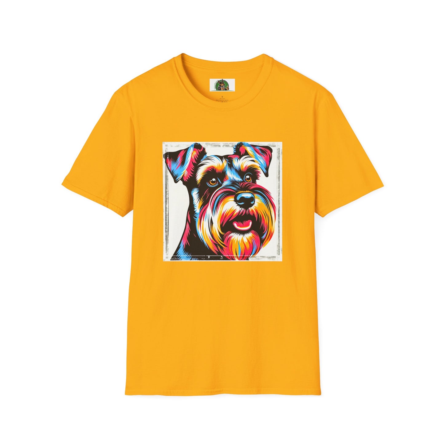 Schnauzer T-Shirt with Miniature Schnauzer Design T-Shirt Printify S Gold 