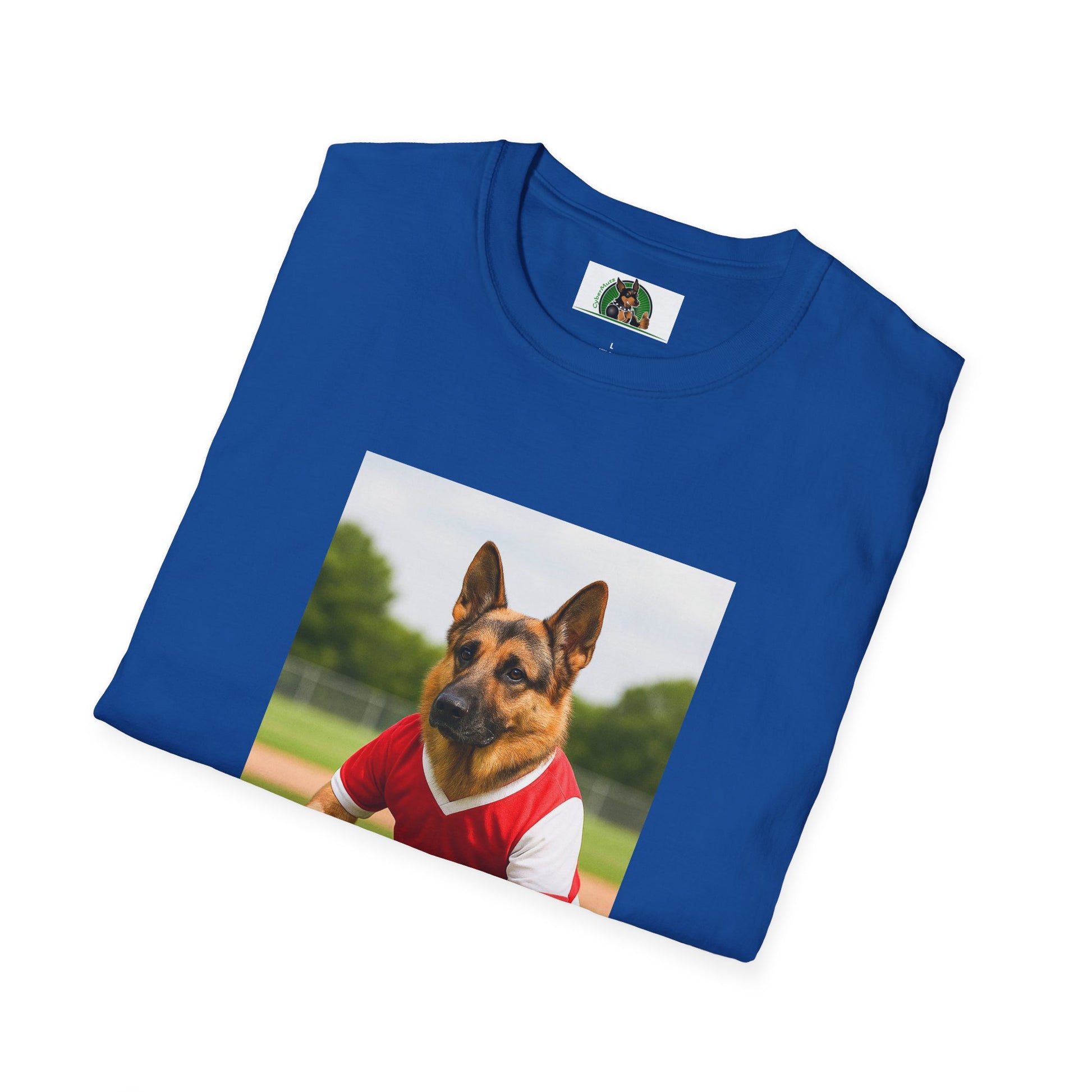 German Shepherd Soccer T-Shirt — Sports Dog Playing Soccer T-Shirt Printify