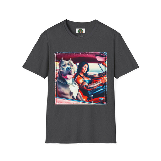 Pit Bull gym girl driving T-Shirt Printify XS Dark Heather