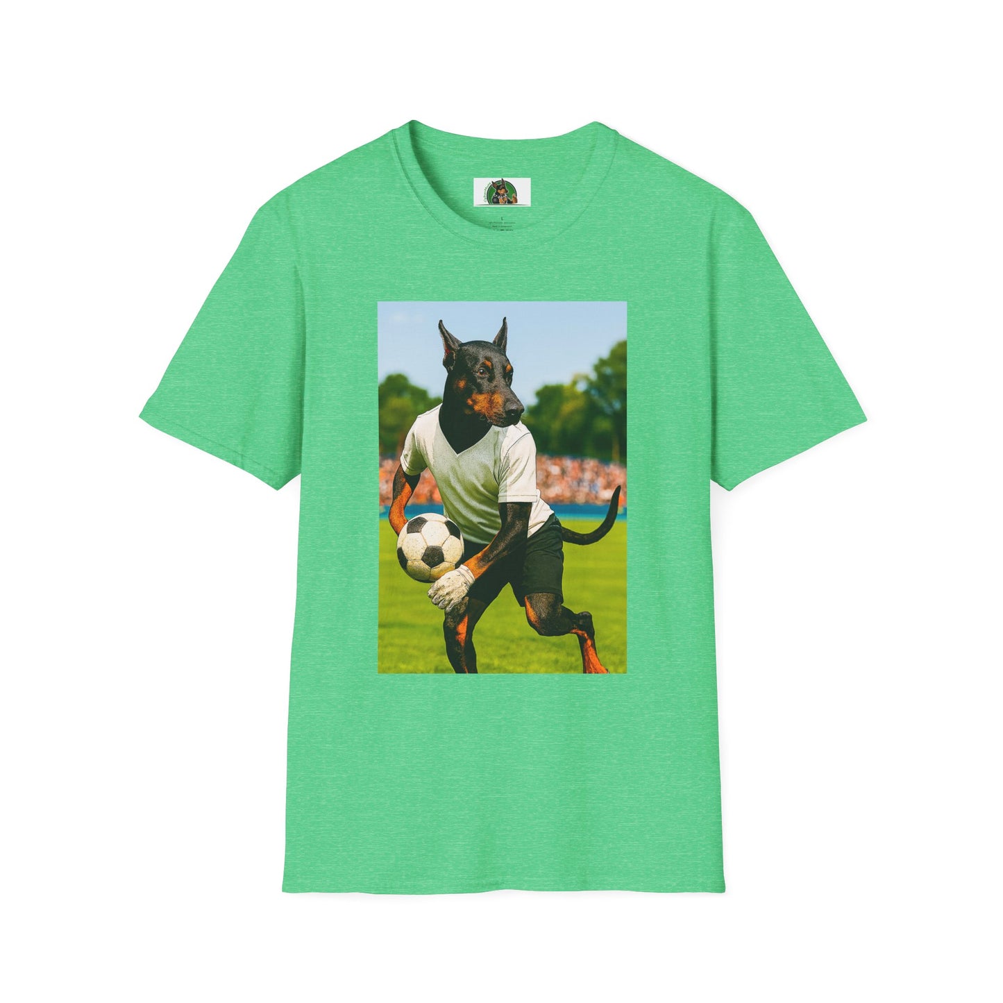 Soccer Doberman Sports T-Shirt T-Shirt Printify Heather Irish Green S