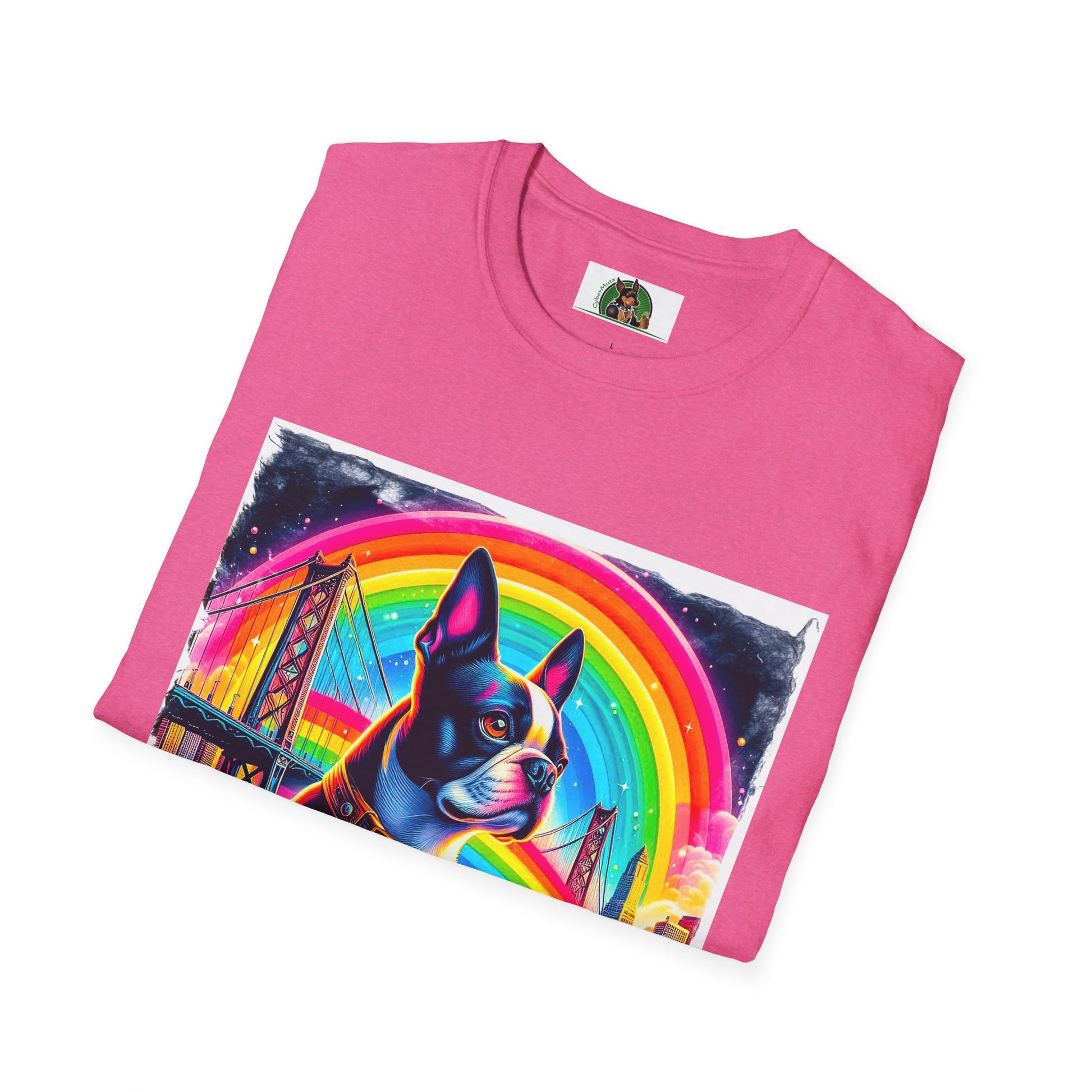 Boston Terrier Rainbow Bridge Dog At Beach T-Shirt Printify   