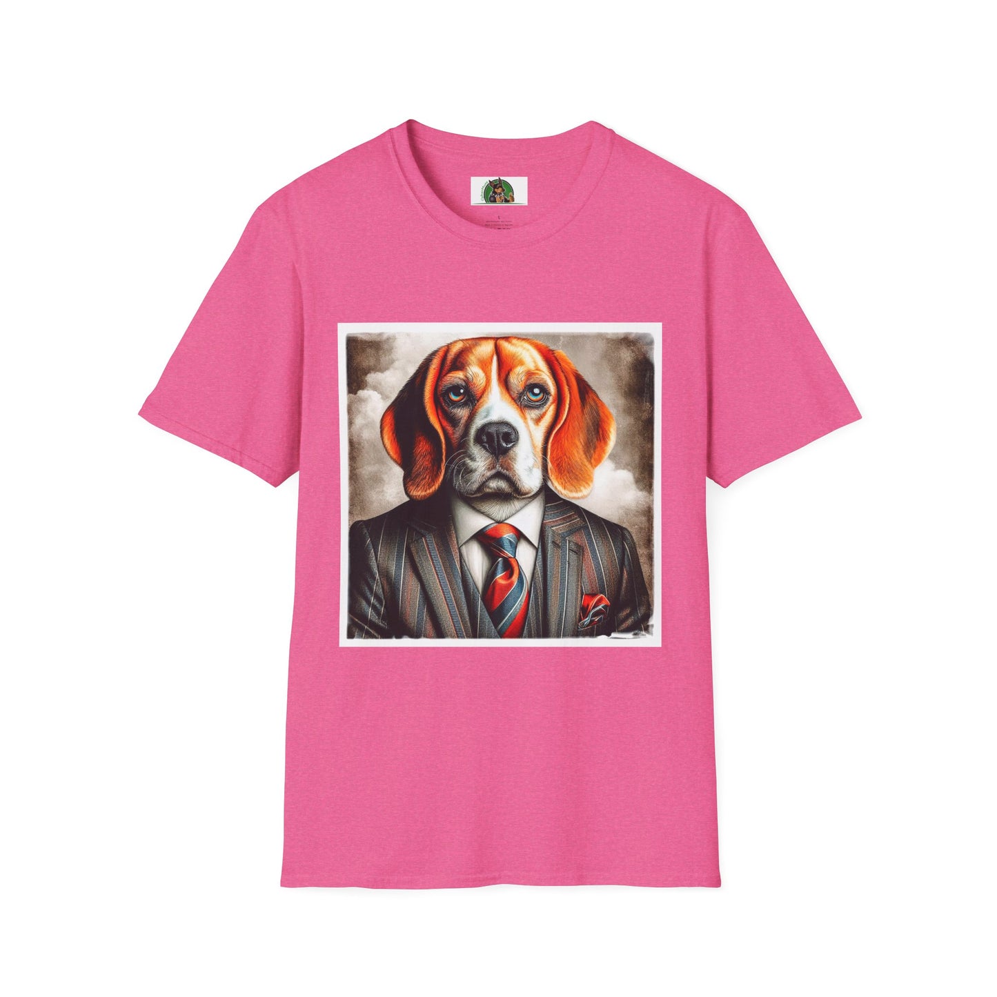 Beagle Wearing Power Suit T-Shirt Printify S Heather Heliconia 