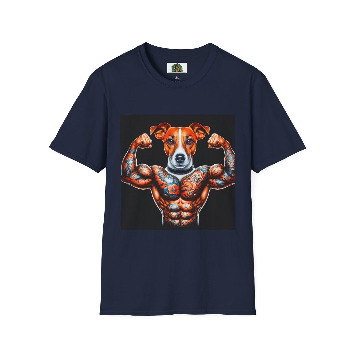 Jack Russell Tattooed Buff Dog T-Shirt Printify S Navy