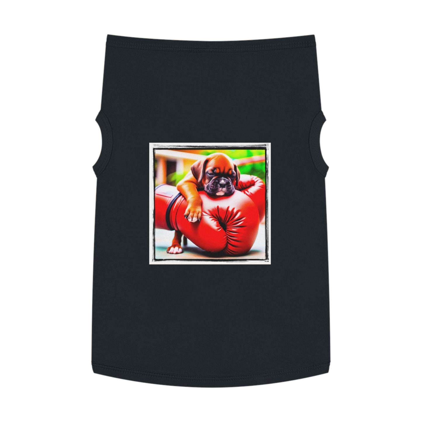 Pet Tank Top Boxer Puppy On Boxing Gloves Pets Printify XL Black 