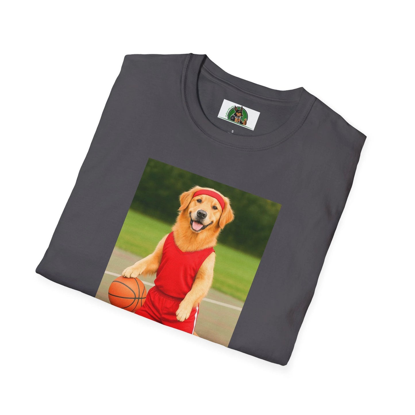 Golden Retriever Playing Basketball T-Shirt — Sports Dog Tee T-Shirt Printify