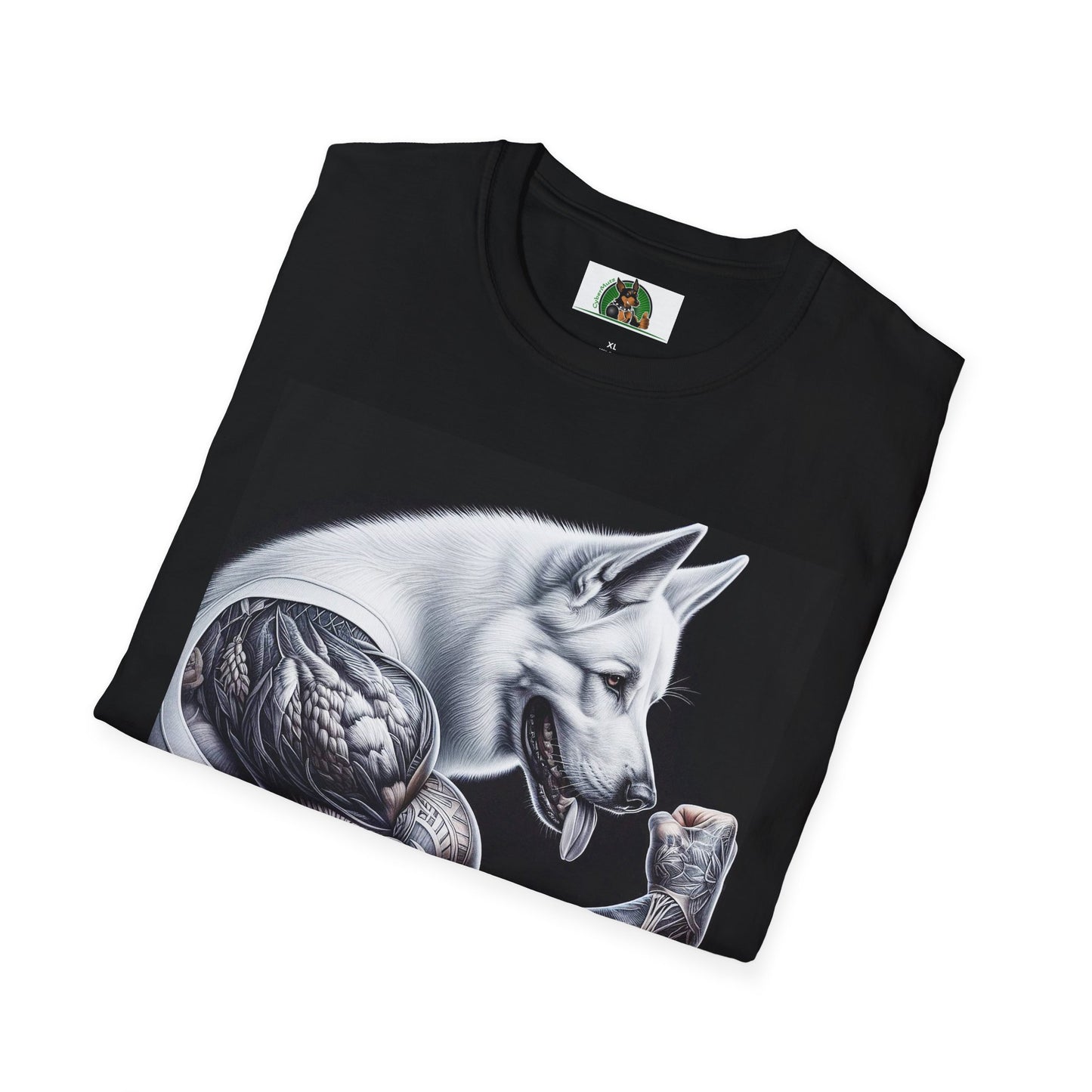German Shepherd arm flexing shirt