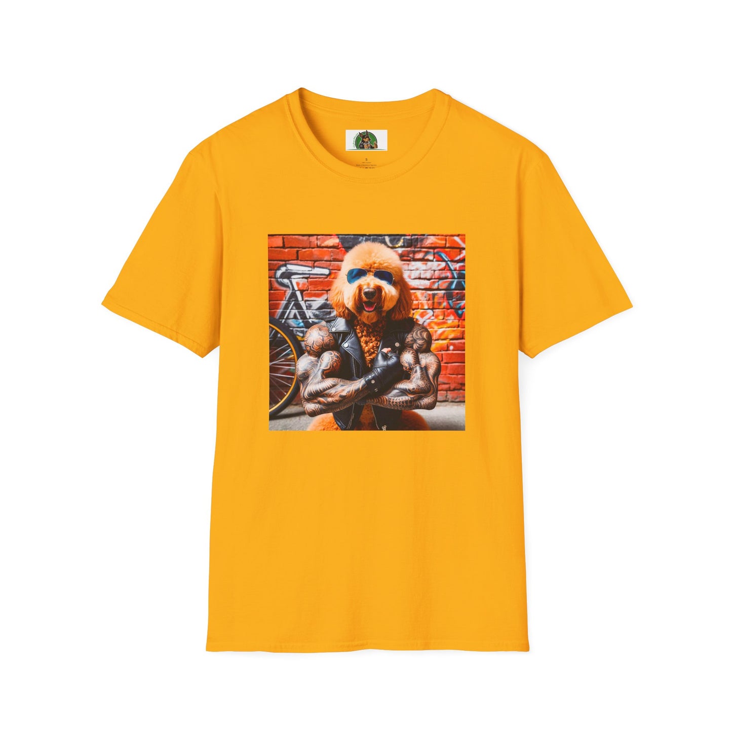 Golden Doodle tough guy muscles t shirt T-Shirt Printify S Gold