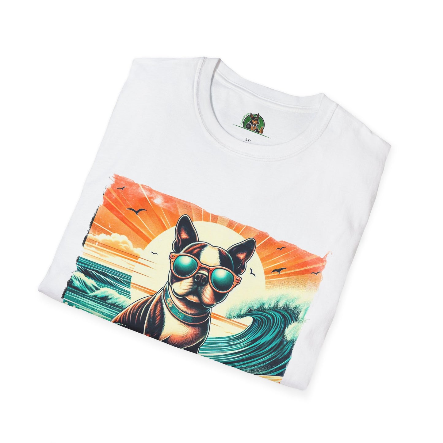 Boston Terrier Sunset Surfer Dog Shirt