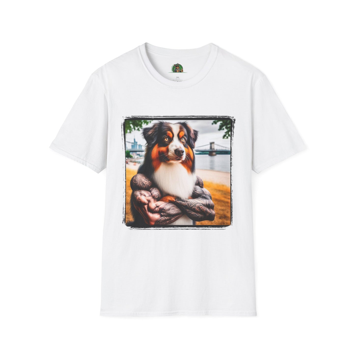 Australian Shepherd Tattooed And Buff T-Shirt Printify XS White 