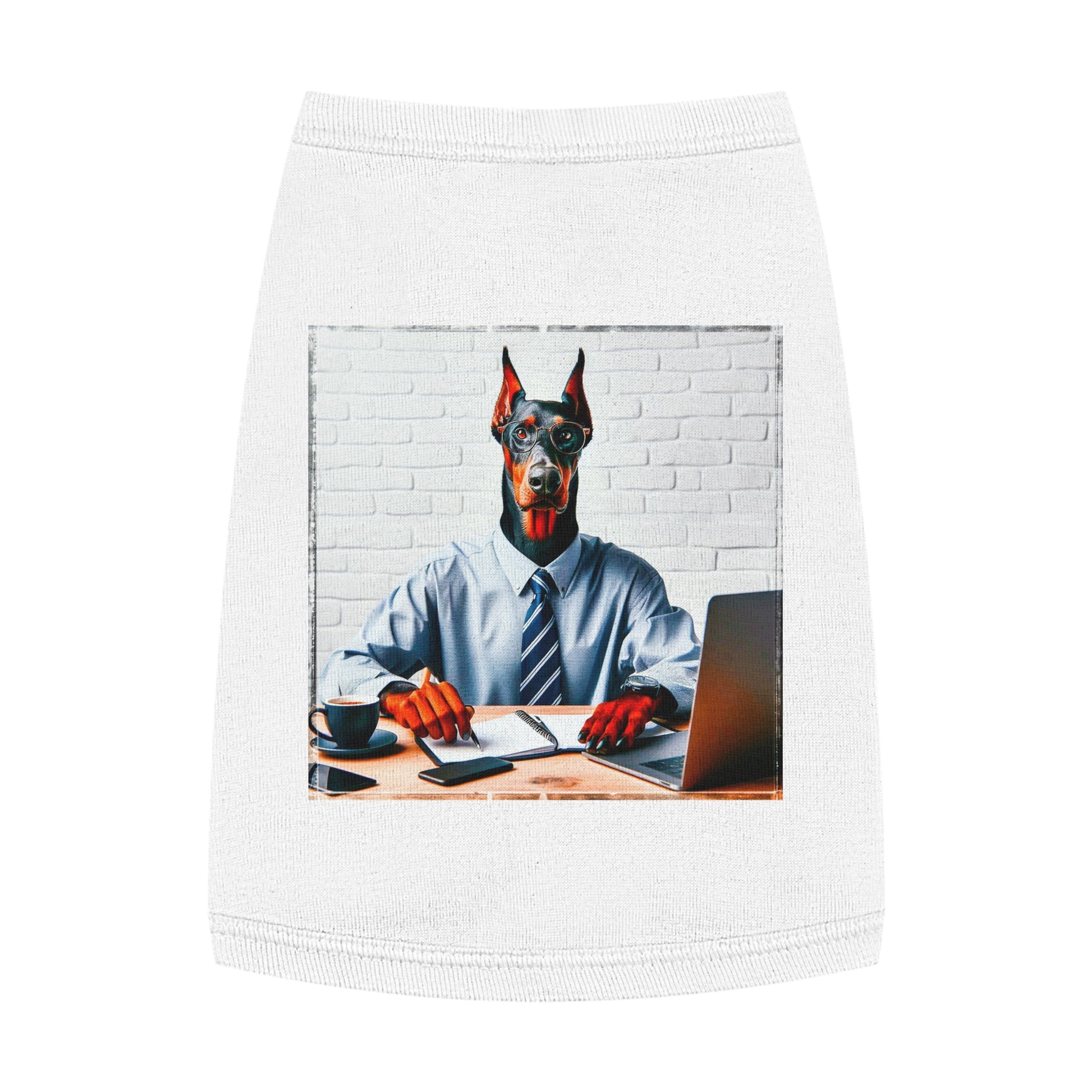 Pet Tank Top Doberman working man t shirt Pets Printify