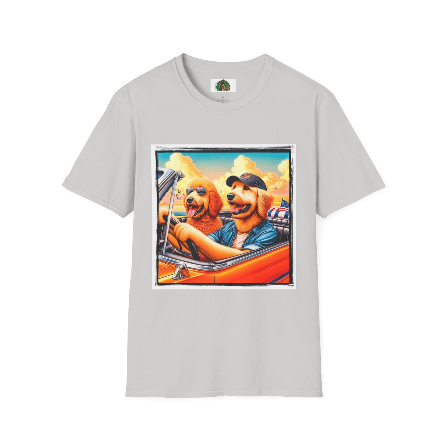 Wacky Golden Doodle driving frirnds T-Shirt Printify S Ice Grey