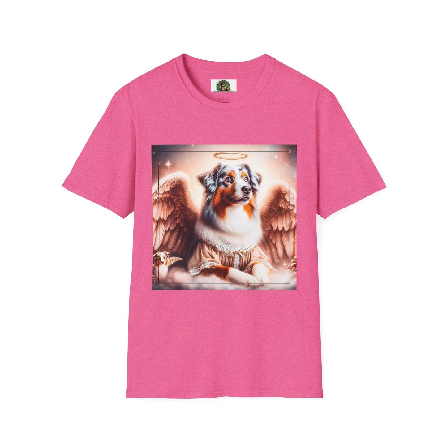 Australian Shepherd Mother And Puppy Angels T Shirt Celebrating The Bond Between Mom And Litter T-Shirt Printify S Heather Heliconia