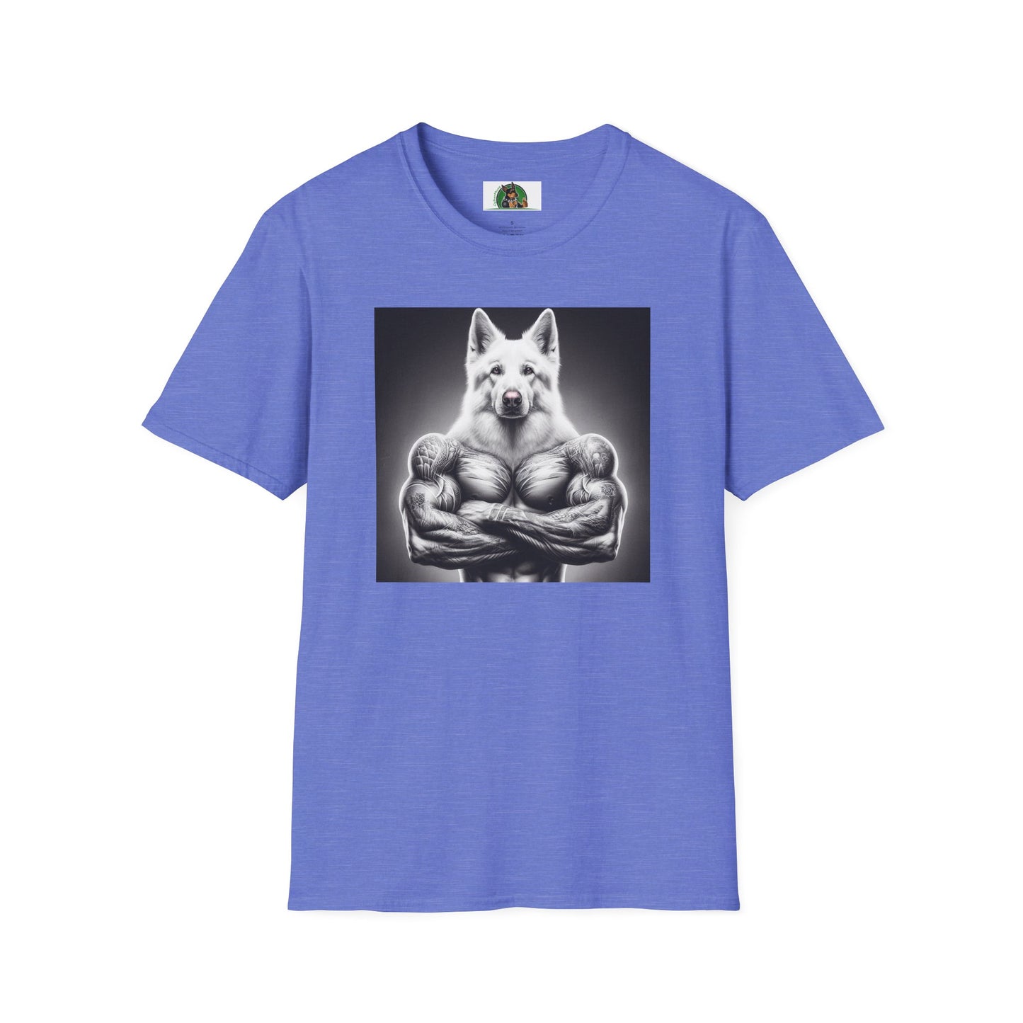 German Shepherd muscle man shirt T-Shirt Printify Heather Royal S