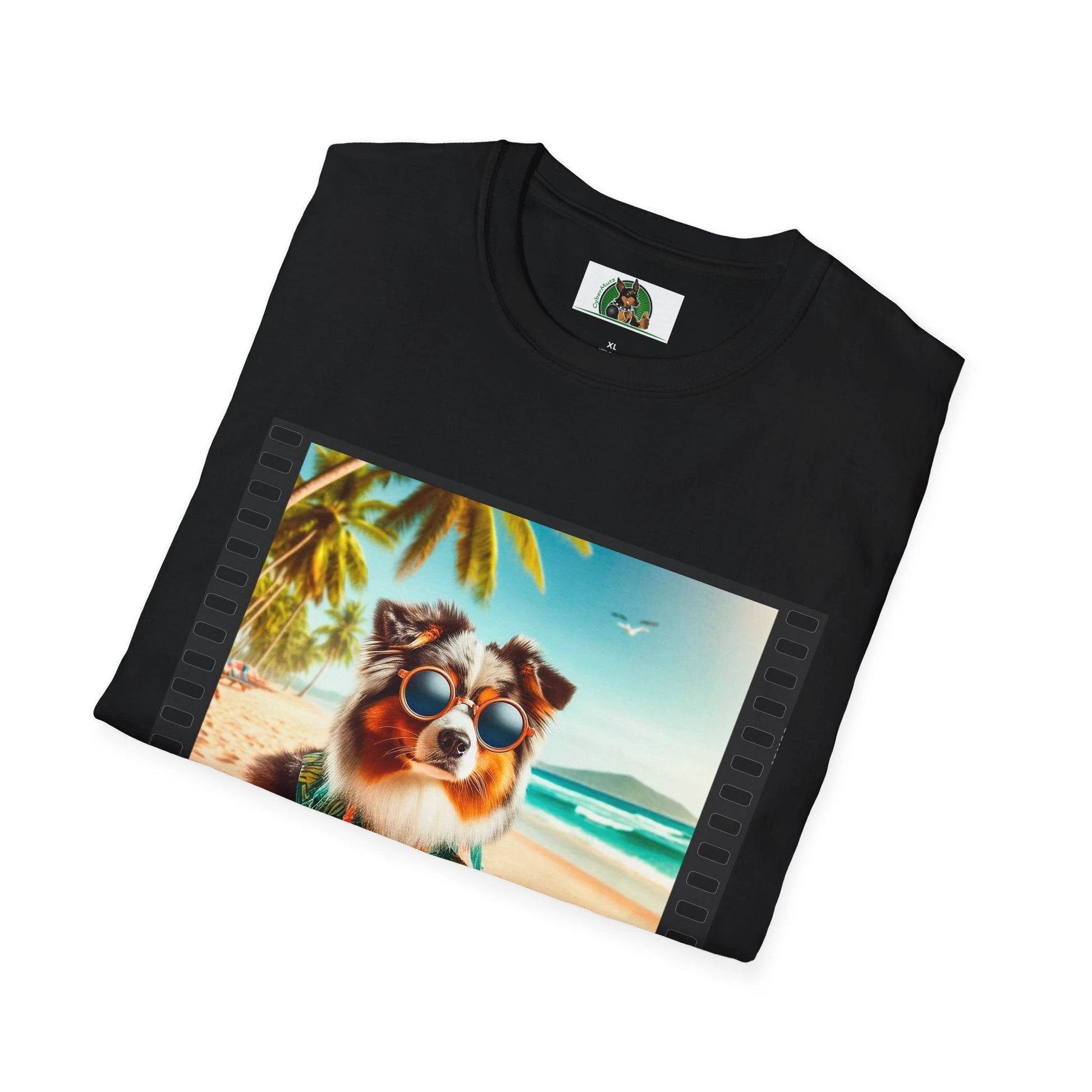 Australian Shepherd Beach Frisbee Dog Graphic Tee Unisex Soft Style Shirt for Dog Lovers T-Shirt Printify
