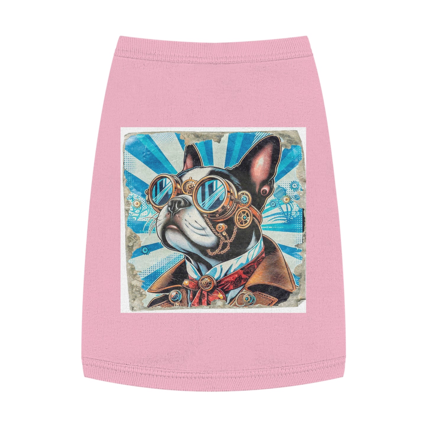 Pet Tank Top Boston Terrier Blue Steampunk Pets Printify M Pink 