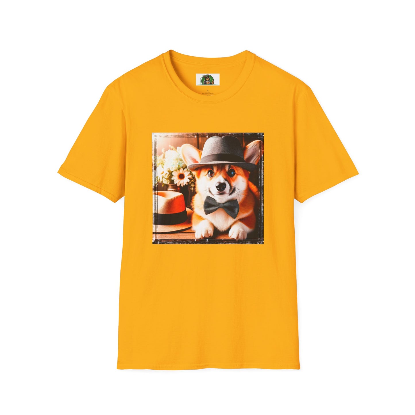 Pembroke Welsh Corgi top hat shirt T-Shirt Printify S Gold