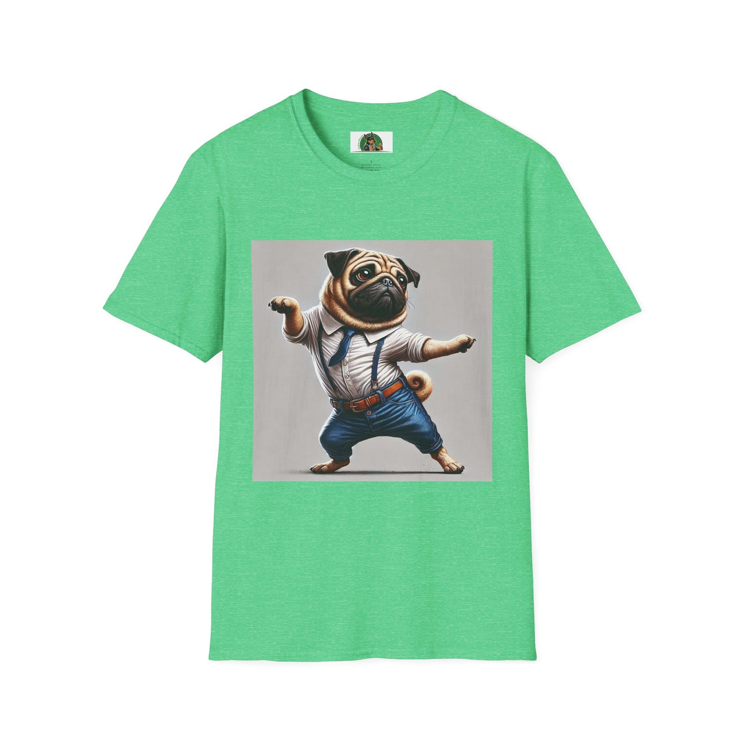 Dancing Pug T-Shirt T-Shirt Printify S Heather Irish Green