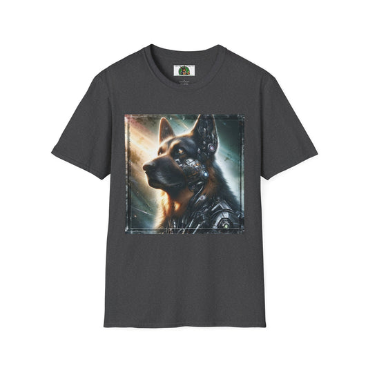 German Shepherd Robotic Dog Unisex Softstyle T-Shirt T-Shirt Printify S Dark Heather