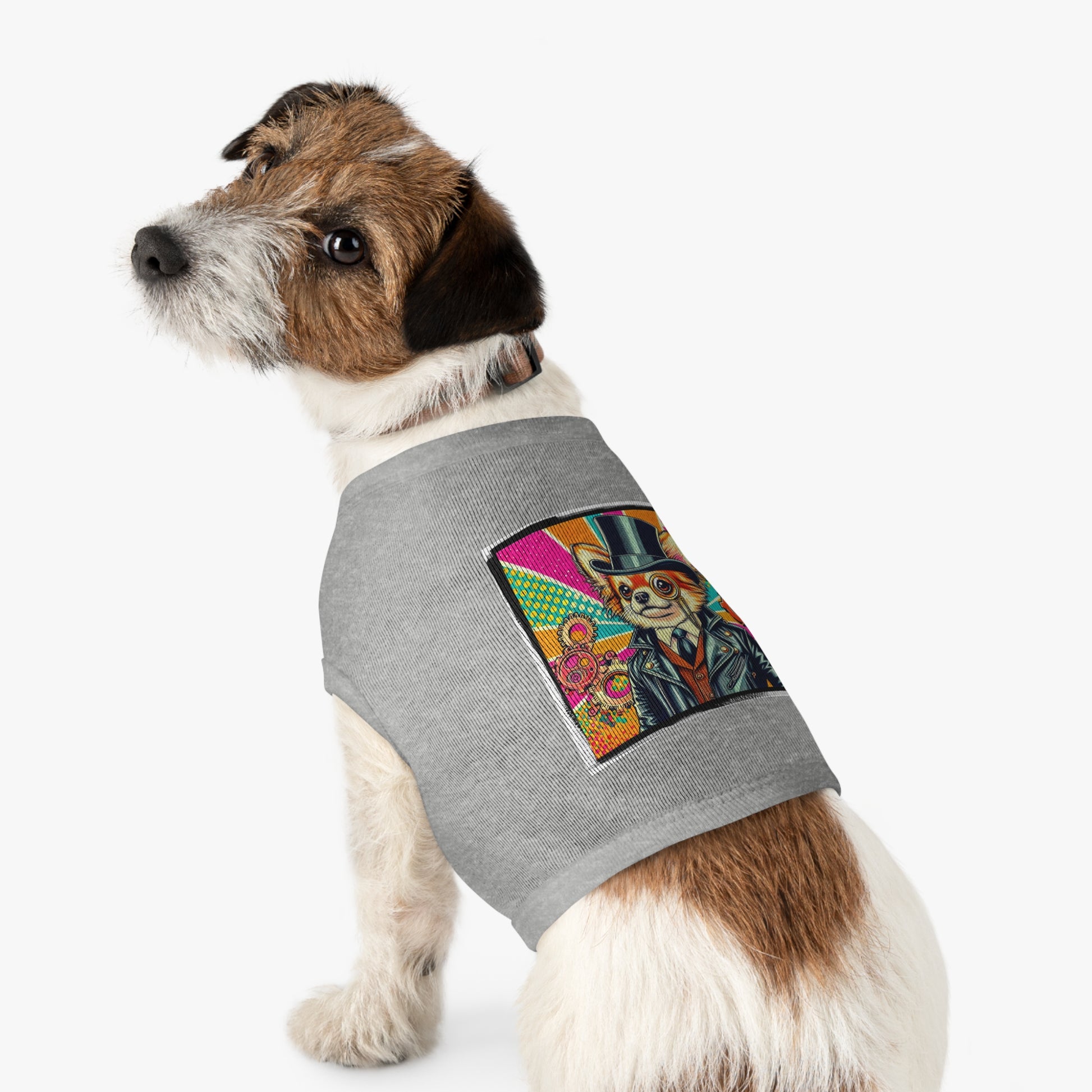 Pet Tank Top Chihuahua colorful gears t shirt Pets Printify