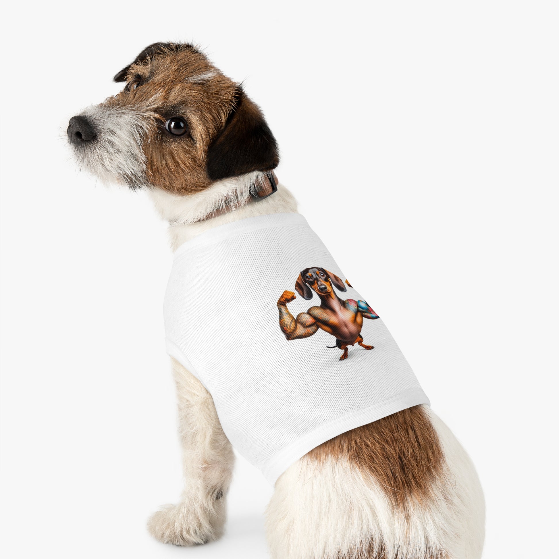 Pet Tank Top Dachshund muscle man t shirt Pets Printify