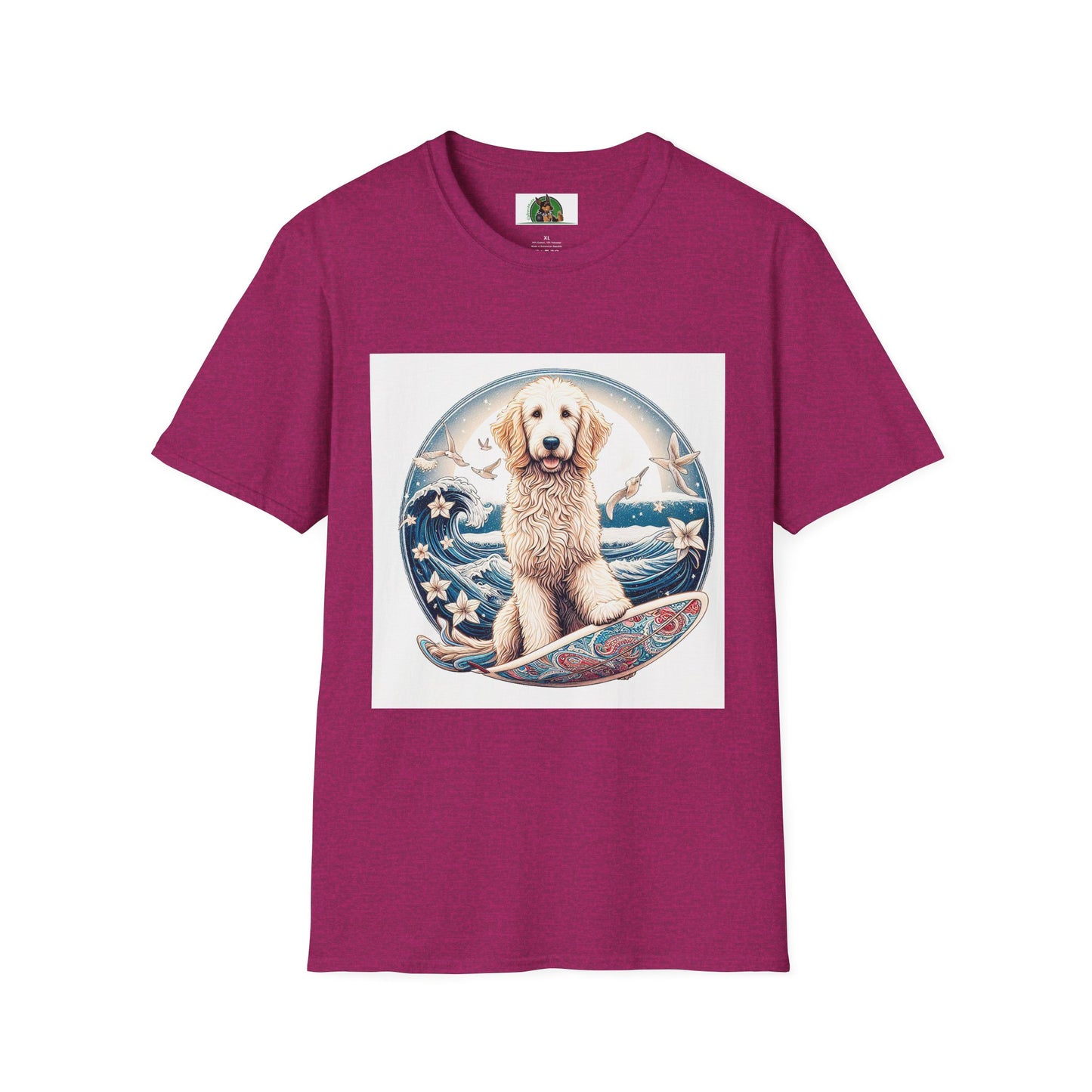 Golden Doodle flowery waves t shirt T-Shirt Printify S Antique Heliconia