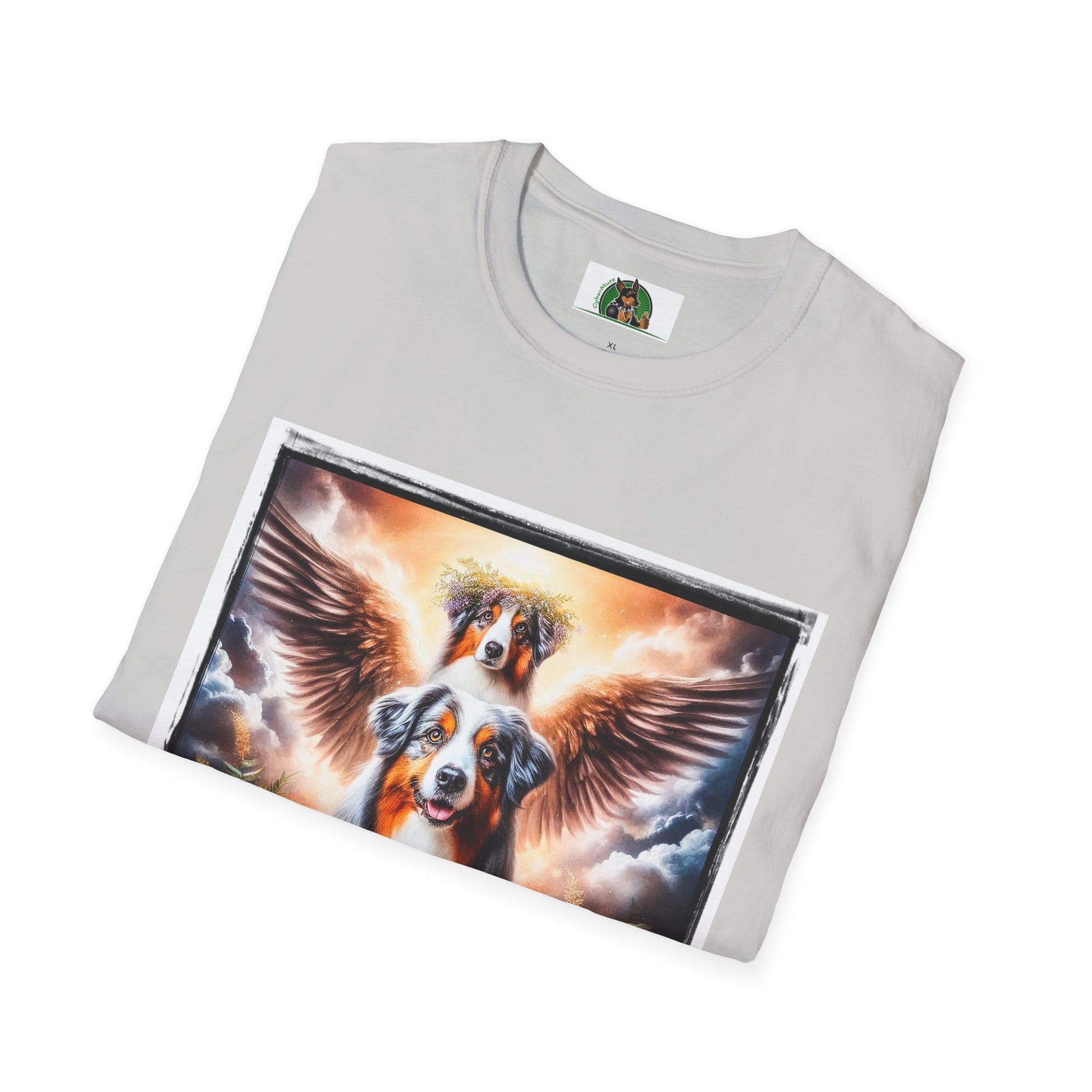 Australian Shepherd Angel Wings And Flowers T-Shirt Printify   