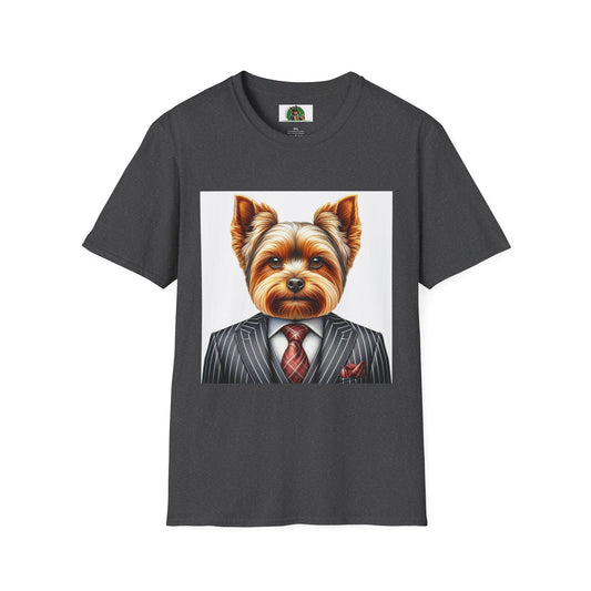 Yorkie professional businessman T-Shirt Printify XS Dark Heather