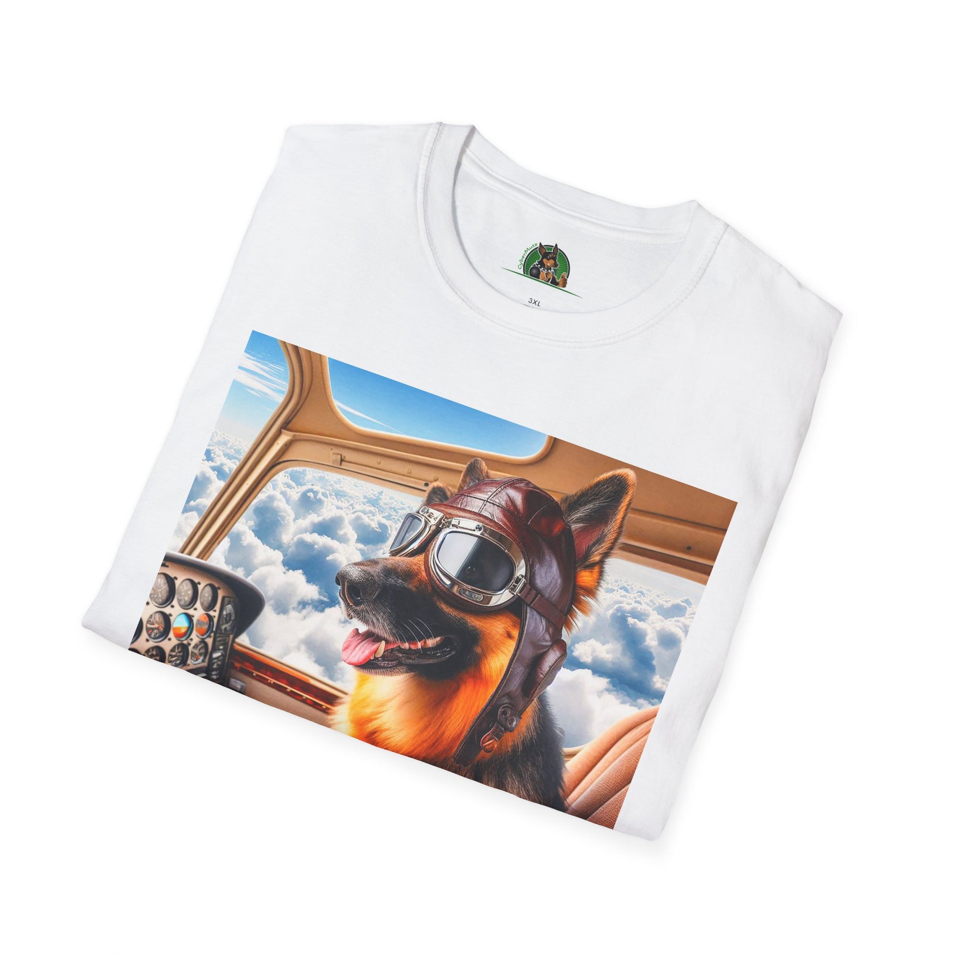 German Shepherd airline pilot T-Shirt Printify