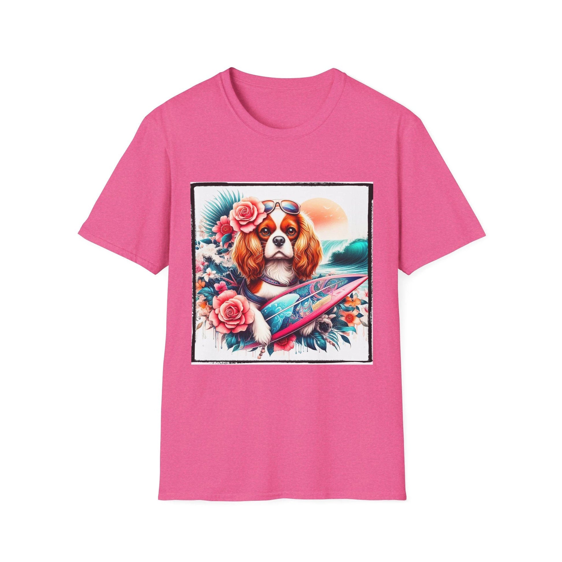 Cavalier King Charles Spaniel Surfer Girl T Shirt For Dog Lovers Cavalier Fans Beach Tee T-Shirt Printify