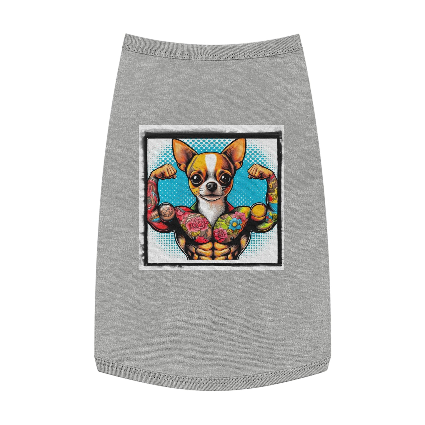 Pet Tank Top Chihuahua flexing t shirt Pets Printify L Heather