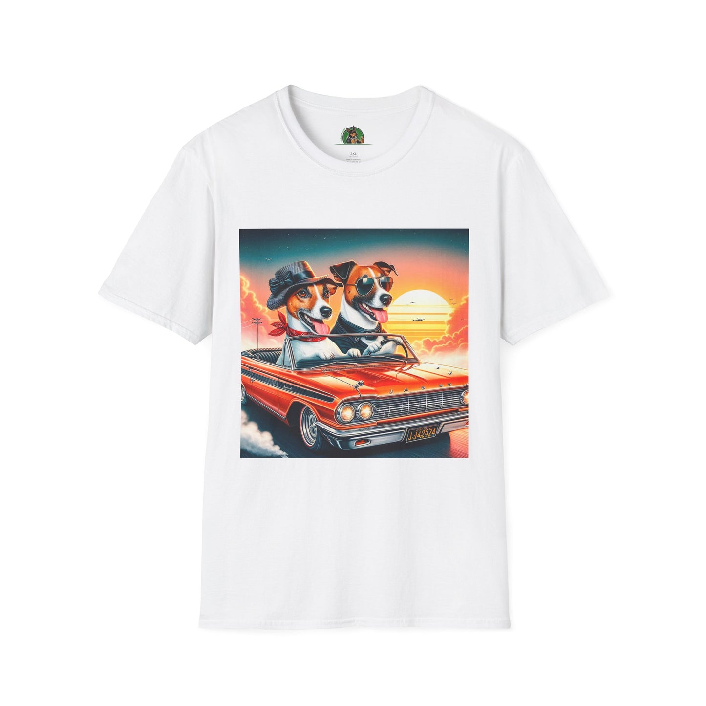 Wacky Jack Russell Couple In Car T-Shirt Printify S White