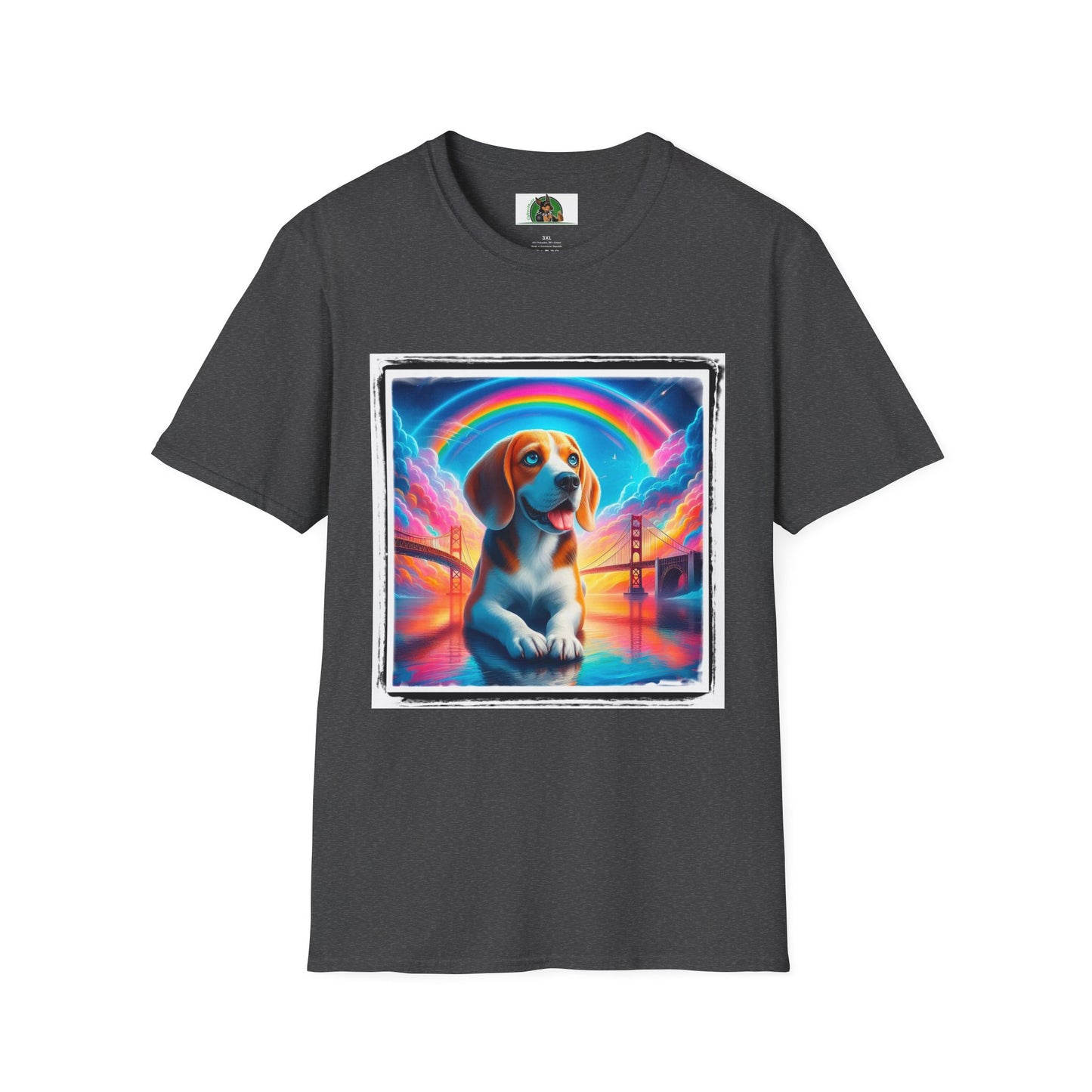 Beagle Rainbow Bridge T-Shirt Printify XS Dark Heather 