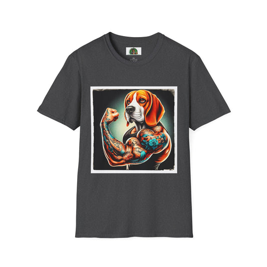 Beagle Flexing Arm T-Shirt Printify XS Dark Heather 