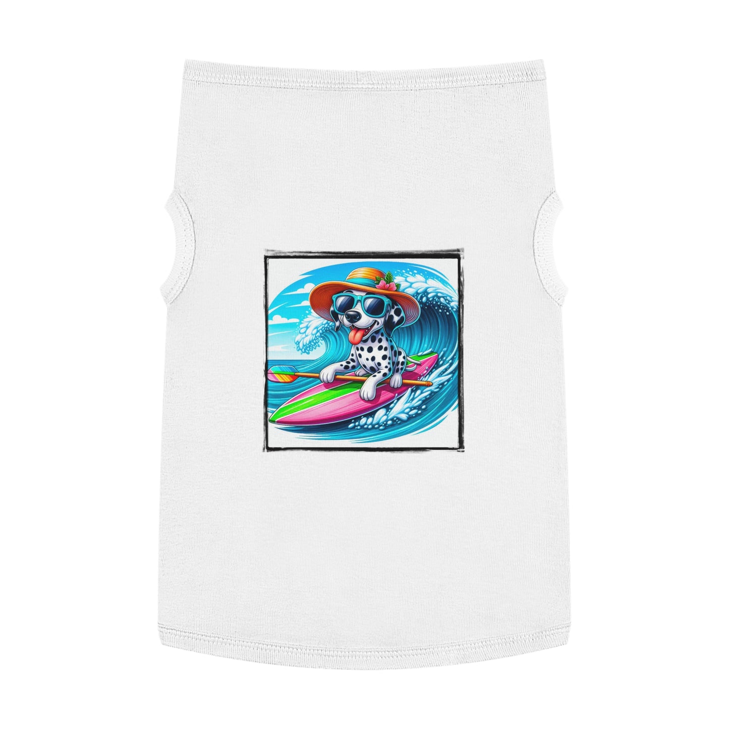 Pet Tank Top Dalmatian surfing t shirt Pets Printify XL White