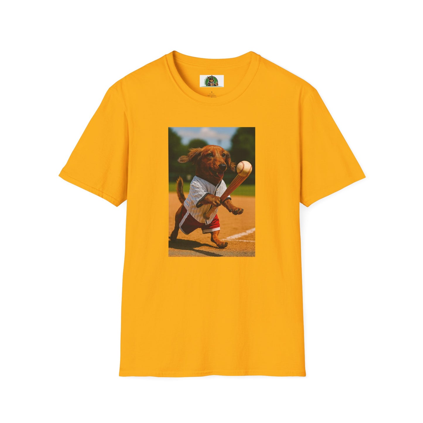 Sports Dachshund Baseball T-Shirt T-Shirt Printify Gold S