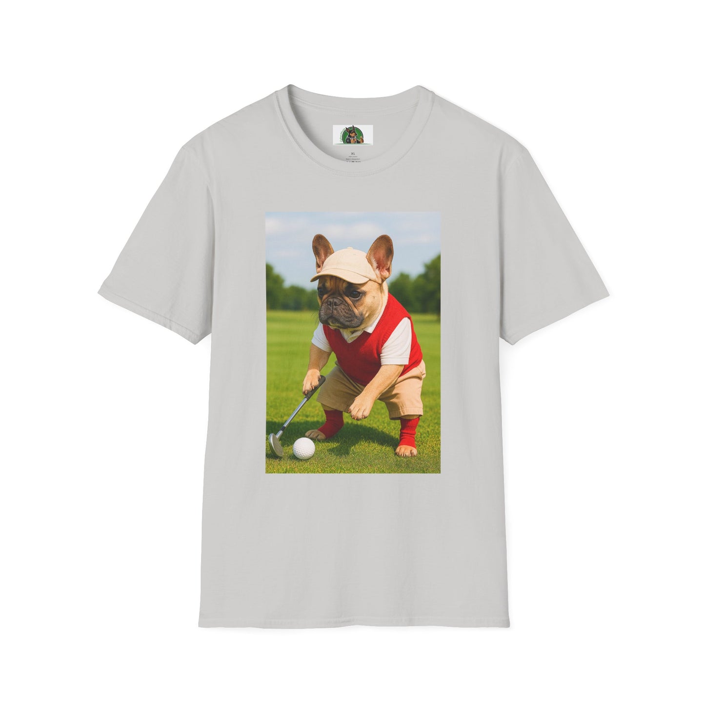 Sports Golf French Bulldog T-Shirt T-Shirt Printify Ice Grey S
