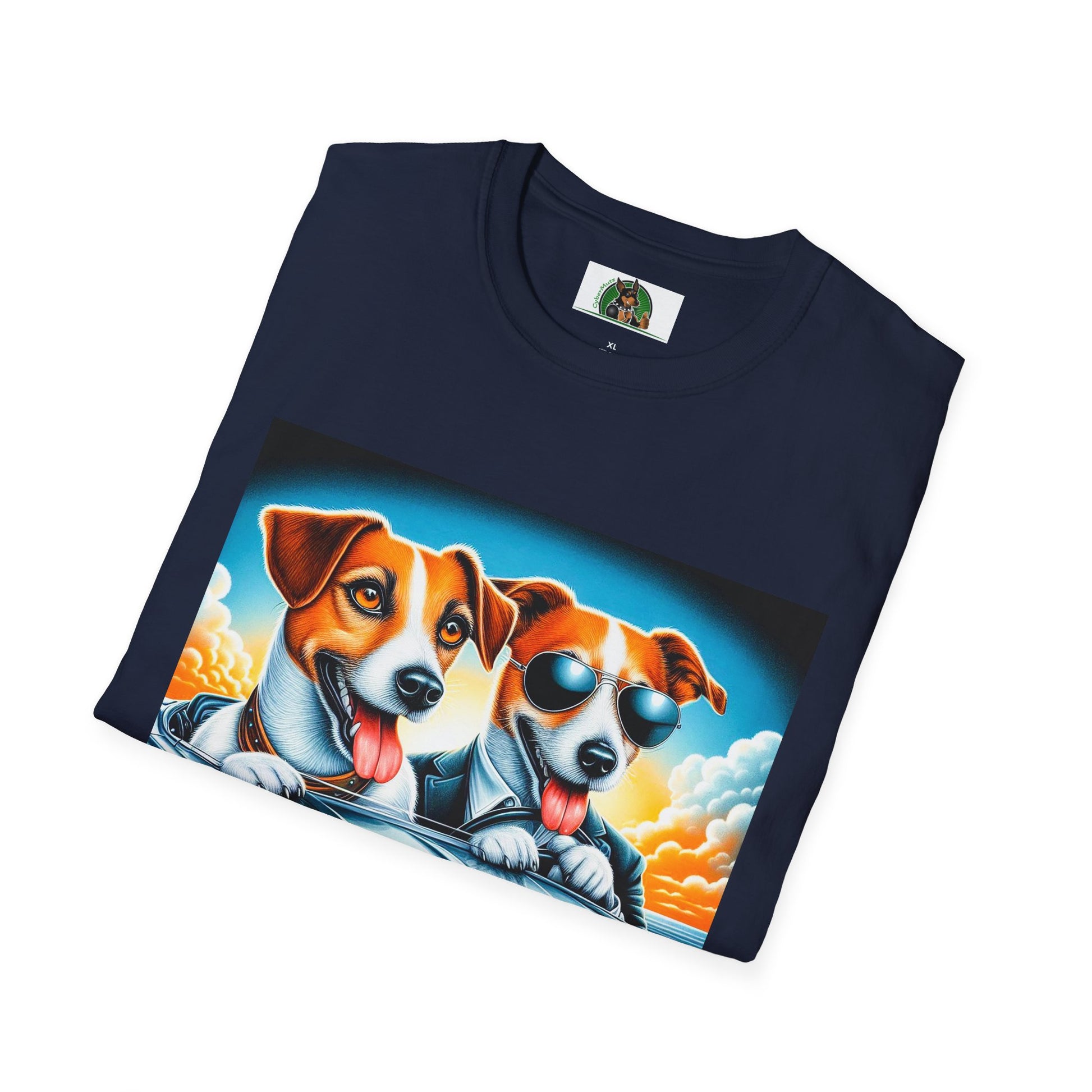 Wacky Jack Russell Father And Son Driving T-Shirt Printify