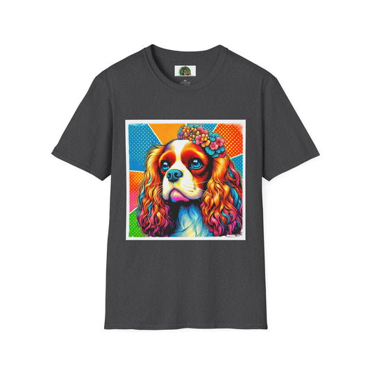 Cavalier King Charles Spaniel Female Pop Art Dog TShirt T-Shirt Printify XS Dark Heather