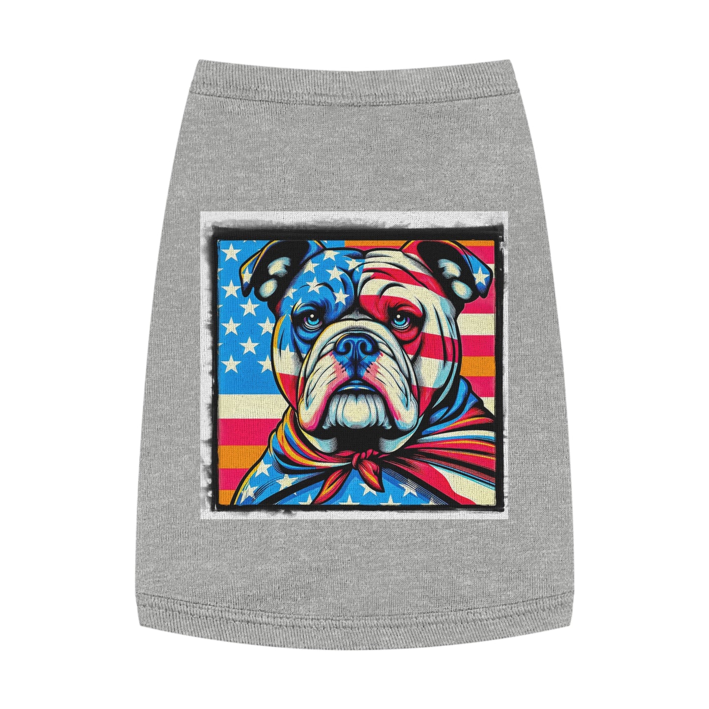 Pet Tank Top Bulldog american flag t shirt Pets Printify M Heather