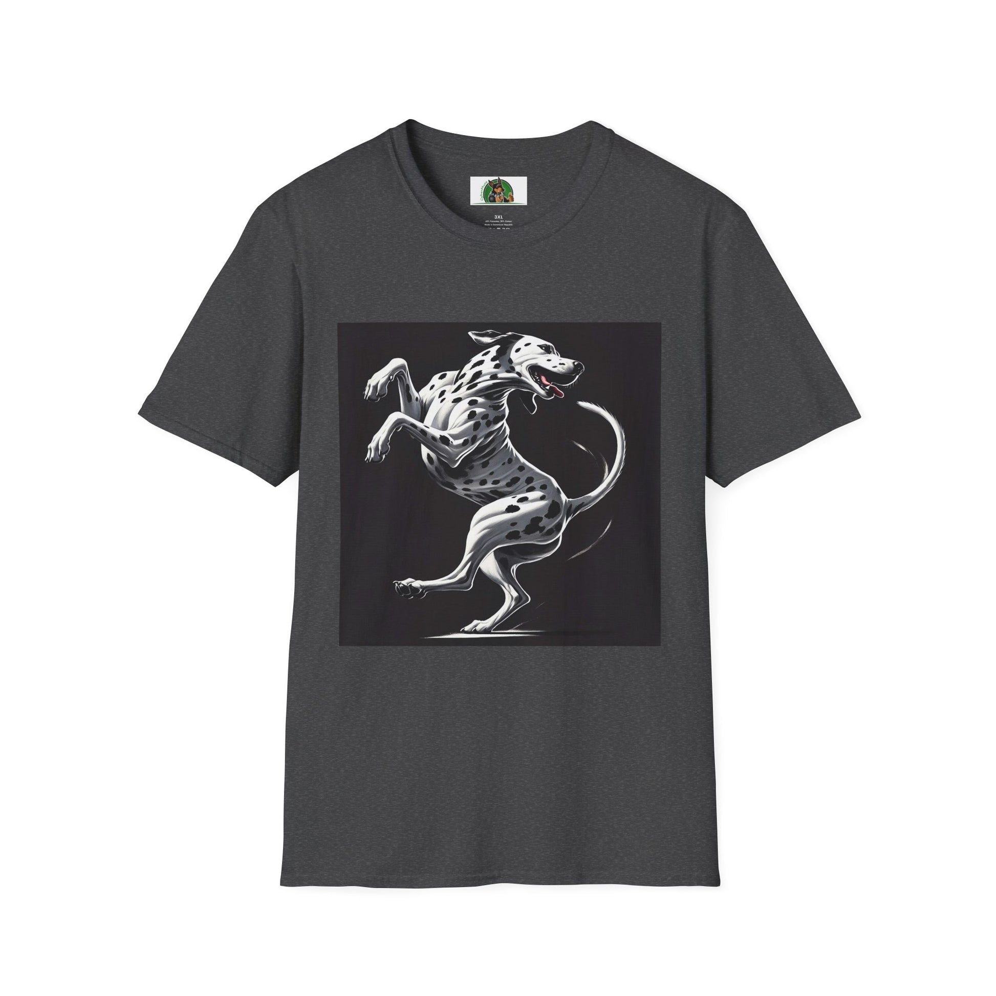 Dancing Dalmation Dog T-Shirt T-Shirt Printify XS Dark Heather