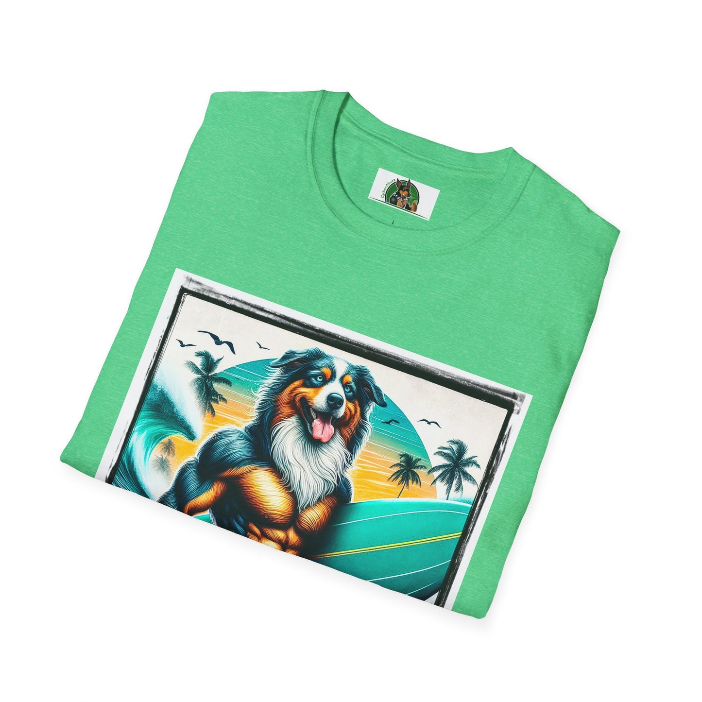 Australian Shepherd Turquoise Surf Board Beach Dog