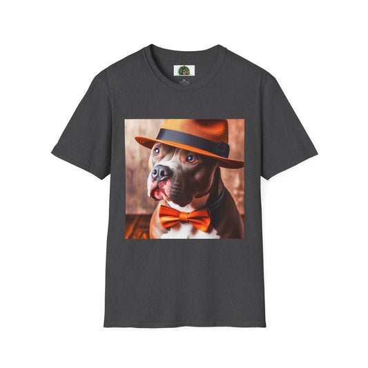 Pit Bull fun hat and bow tie shirt T-Shirt Printify XS Dark Heather