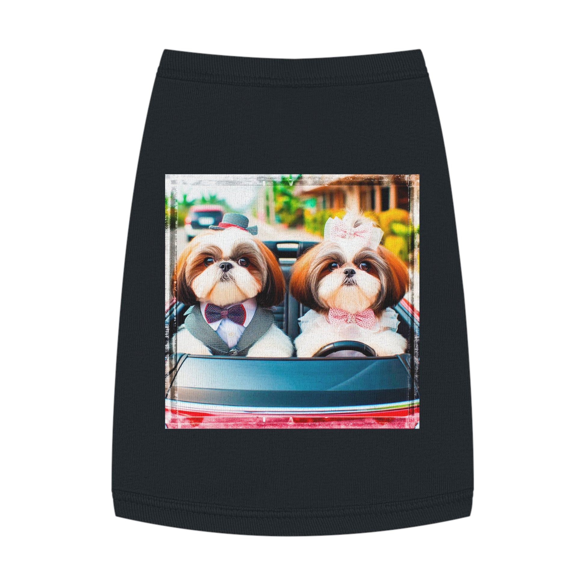 Wacky Pet Tank Top Shih Tzu married couple Pets Printify M Black