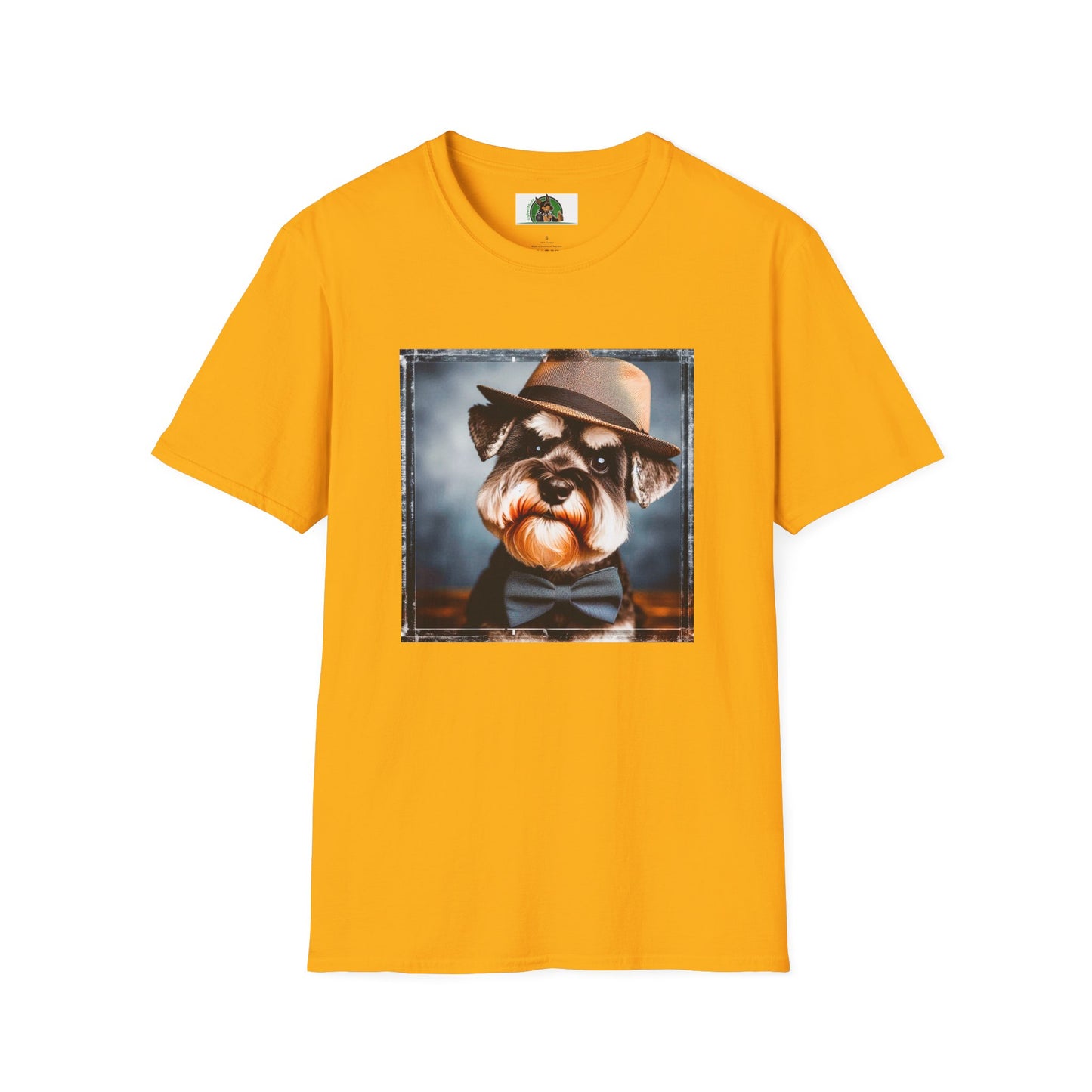 Schnauzer T-Shirt with Miniature Schnauzer Design T-Shirt Printify S Gold