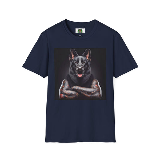 German Shepherd Muscular Dog Unisex Softstyle T-Shirt T-Shirt Printify S Navy 